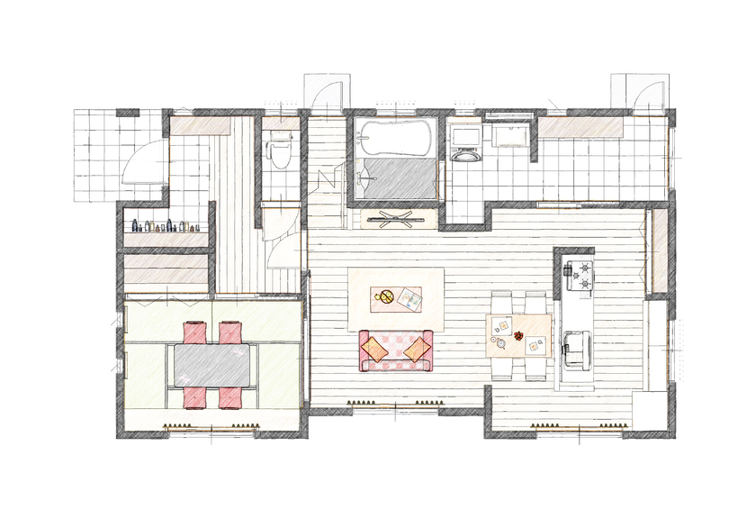 アイダ設計 【間取り図有/30坪台/4LDK】寒冷地でこそ暖かく暮らす。とにかく住みやすさにこだわった収納力抜群な家の間取り図（4LDK）1階