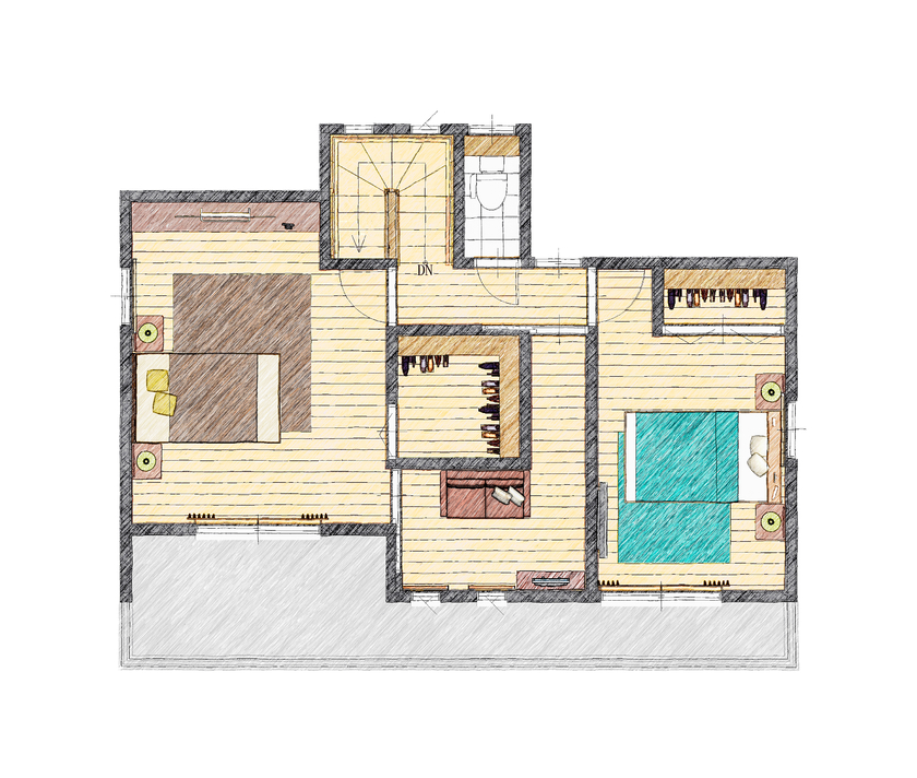 アイダ設計 【間取り図有/30坪台/収納充実/パントリー/高断熱・高気密】趣味部屋完成、憩いの空間で快適な住み心地の間取り図（4LDK）2階