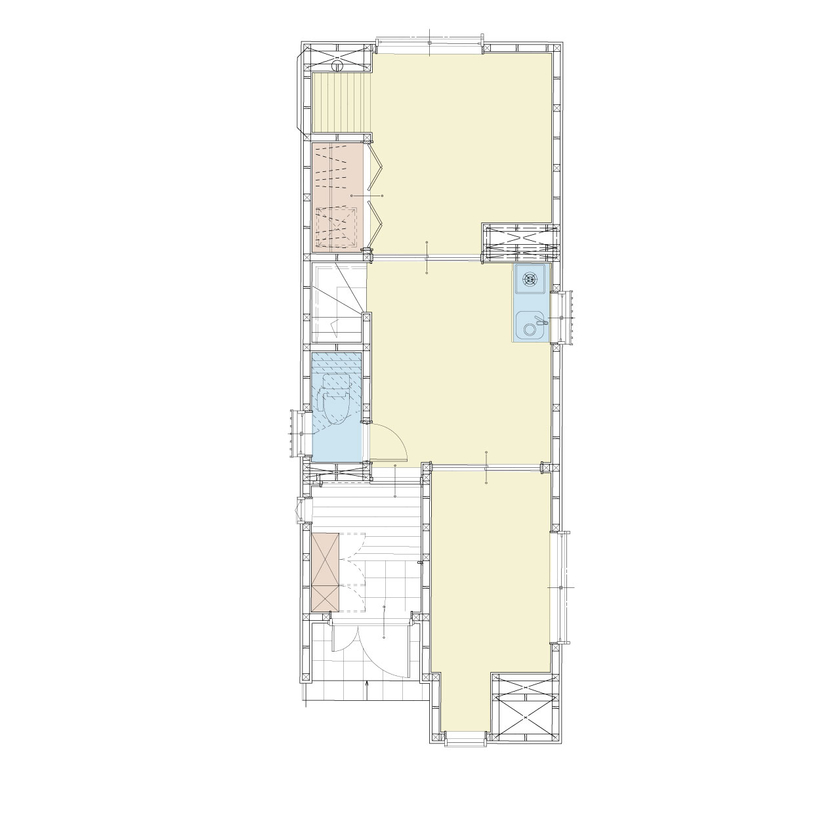 アイダ設計 【狭小地/屋上付3階建て/30坪台】限られた敷地に有効的に建てられた空間設計の間取り図（4LDK）1階