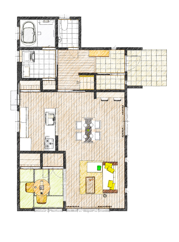 アイダ設計 【間取り図有/太陽光発電/30坪台/建て替え】家事ラク住宅設備や充実収納！暮らしの不便を解消した満足の家の間取り図（4LDK）1階