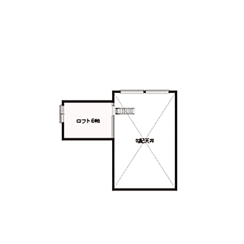 アイダ設計 【平屋/間取り図有/30坪台】開放的なリビングに勾配天井など、こだわった平屋のバリアフリーな住まいの間取り図（4LDK）ロフト