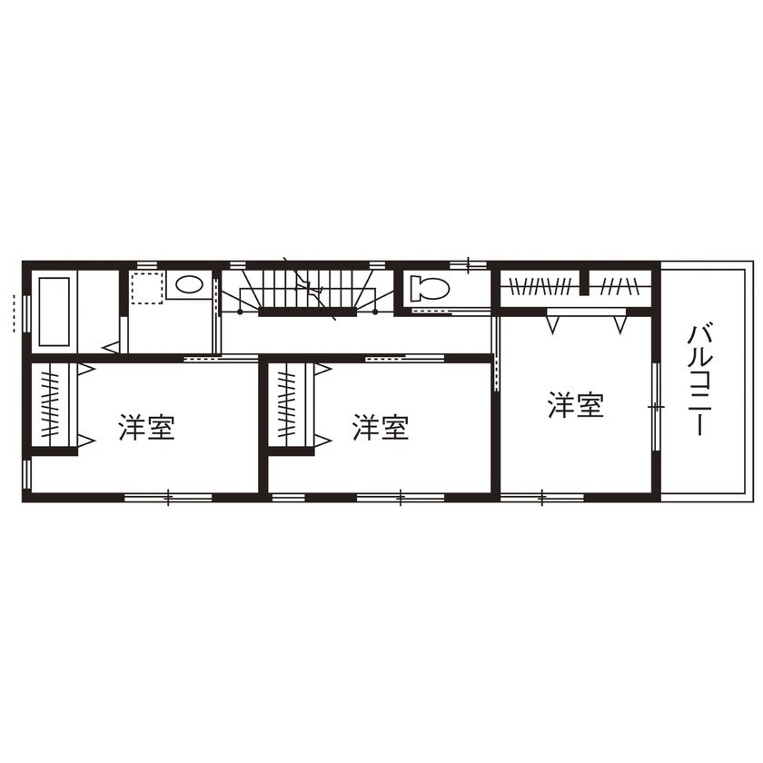 アイダ設計 【間取り図有/30坪台/小屋裏収納/バルコニー】空間を有効活用した、人目を気にしない裏庭のある家の間取り図（4LDK）2階