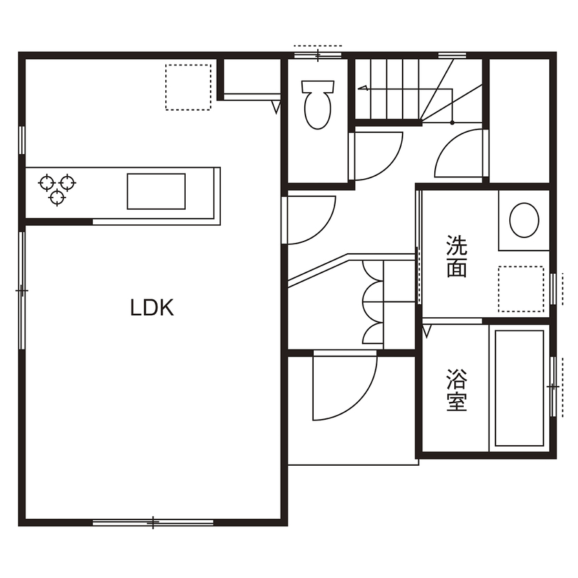 アイダ設計 【間取り図有/20坪台/ペット/広々LDK/収納充実】陽当たりがよく、お子様も猫ものびのびと暮らせる家の間取り図（3LDK）1階