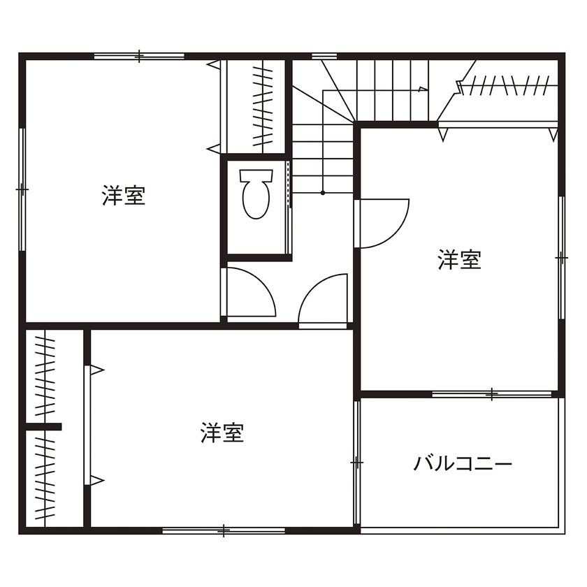 アイダ設計 【間取り図有/20坪台/ペット/広々LDK/収納充実】陽当たりがよく、お子様も猫ものびのびと暮らせる家の間取り図（3LDK）2階