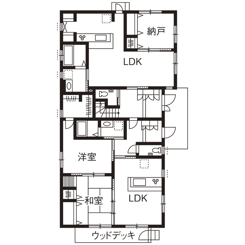 アイダ設計 【間取り図有/70坪台/屋上/三世帯住宅】完全分離で三世帯が叶える理想のライフスタイルの間取り図（5K以上）1階