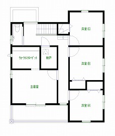 ハウスジャパン 【2000万円台｜間取り図有｜バイクガレージ】風景に映える白黒の家！バイクガレージで趣味も充実の間取り図（5K以上）2階