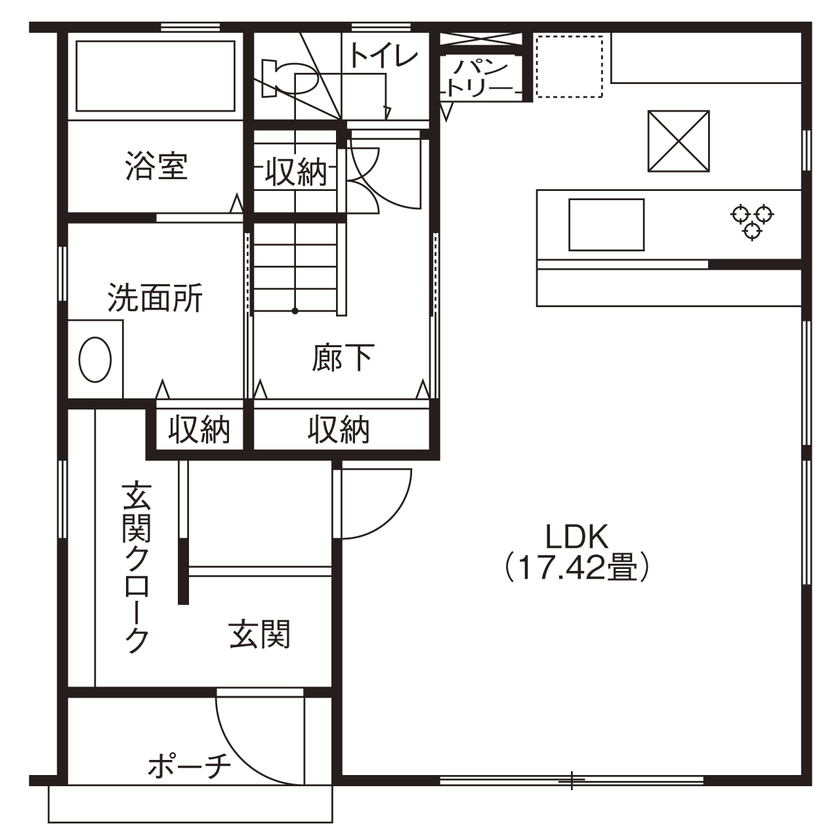 ハウスジャパン 【本体価格1640万円|間取り図有|ヴィンテージ|30坪】個性豊かなタイルのキューブ型おしゃれな家の間取り図（3LDK）1階