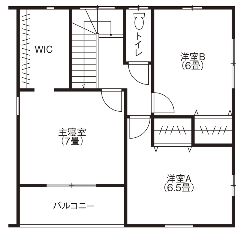 ハウスジャパン 【本体価格1640万円|間取り図有|ヴィンテージ|30坪】個性豊かなタイルのキューブ型おしゃれな家の間取り図（3LDK）2階