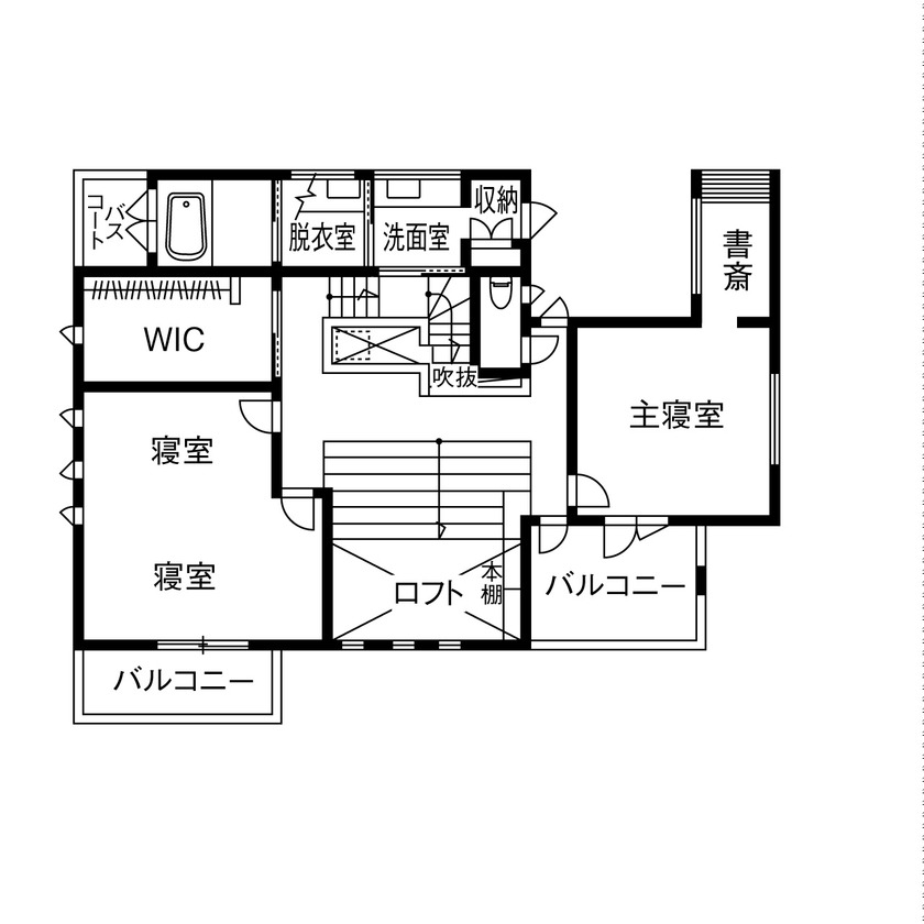 山下建設 【4000万円～／ホームシアター／テラス／間取図あり】子どもたちの笑顔が嬉しい！遊び心を随所に反映した家の間取り図（4LDK）2階