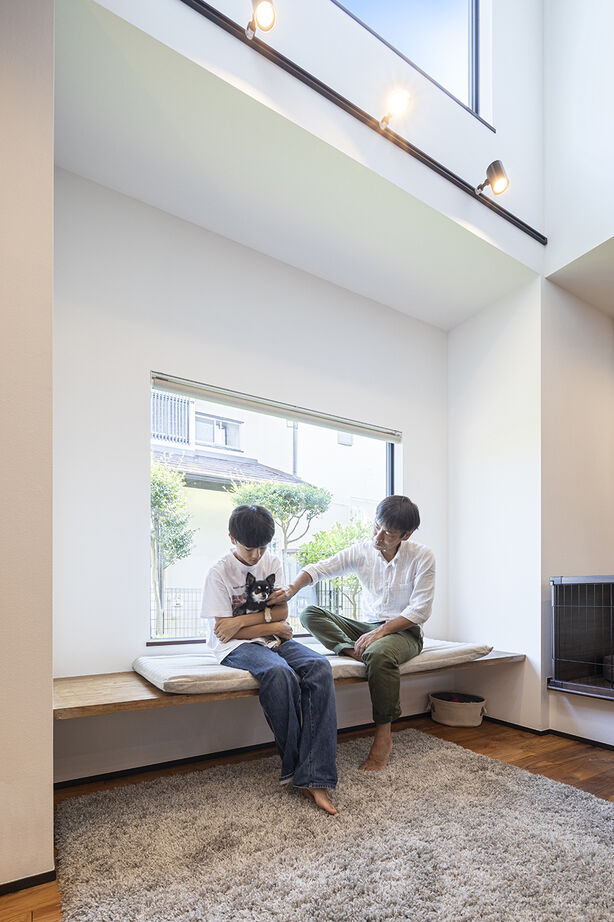 山下建設 【吹抜／ウッドデッキ／間取図】ダウンリビングと豊かな暮らしを。緑と光と影が織りなす居心地のよい家の建築実例画像6