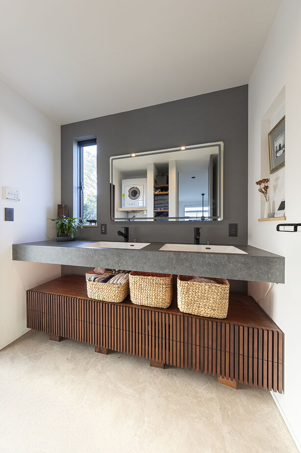 山下建設 【吹抜／ウッドデッキ／間取図】ダウンリビングと豊かな暮らしを。緑と光と影が織りなす居心地のよい家の建築実例画像9