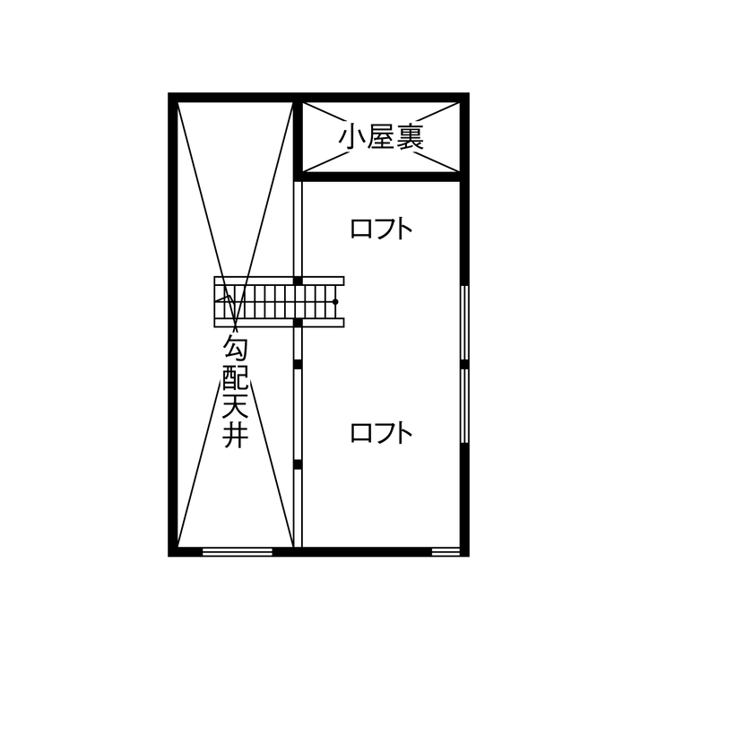 山下建設 【2階リビング／ビルトインガレージ／バルコニー／間取図】空と海を感じ、アウトドアリビングを楽しむ家の間取り図（3LDK+ロフト）ロフト
