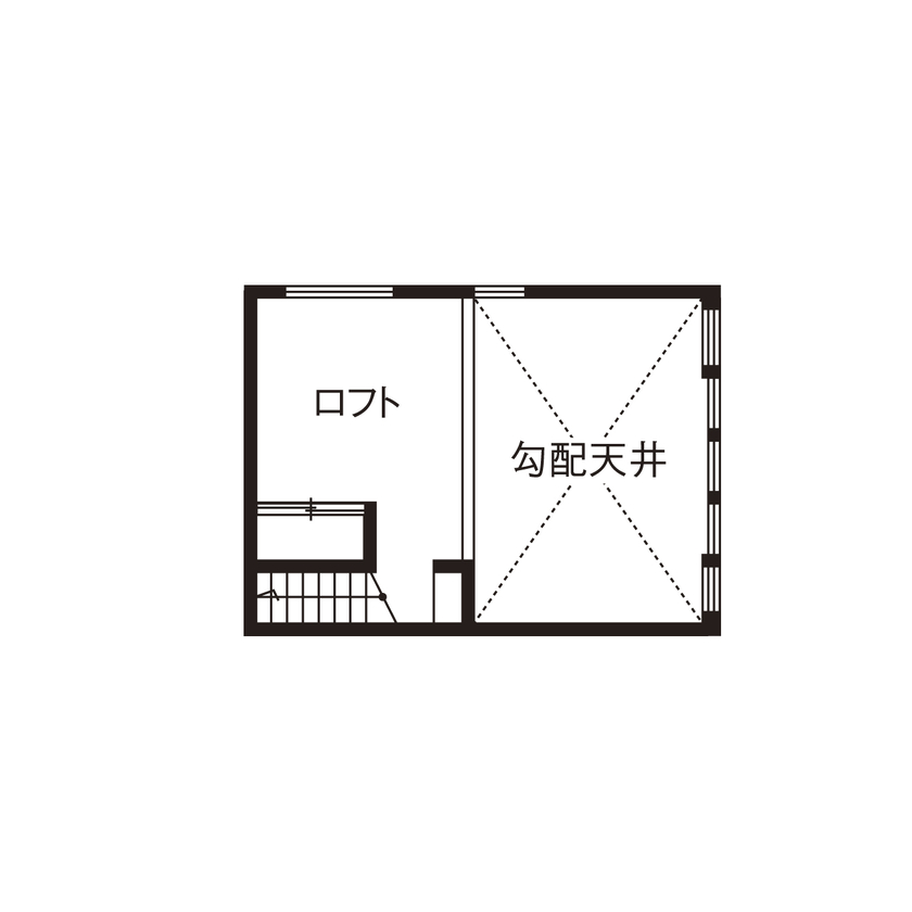 山下建設 【3000万円台／変形地／2階リビング／間取図】漆喰や無垢材などの自然素材で、海に面した敷地を活かした家の間取り図（2LDK+納戸+ロフト）ロフト