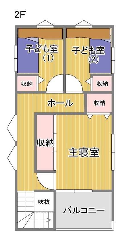 イワキ 夫婦のこだわりを詰め込んだコンパクトなお家の間取り図（3LDK）2階
