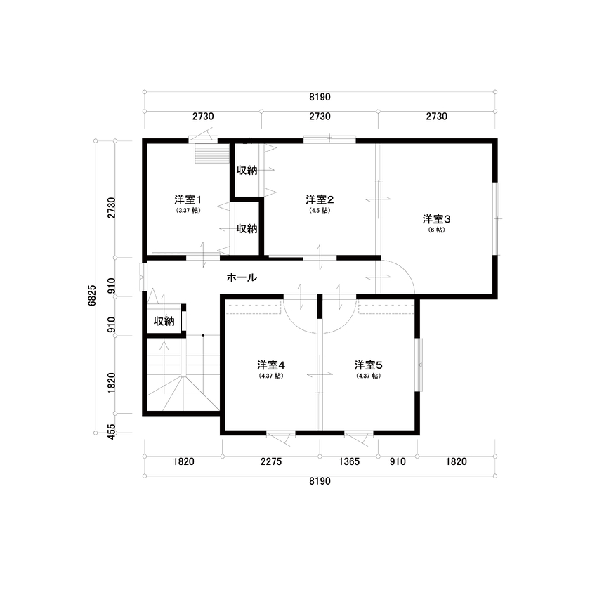 イワキ 【間取り図有/店舗併用住宅/3階建て】30坪の狭小地に建つ3F建ての店舗併用住宅の間取り図（5LDK＋店舗）3階