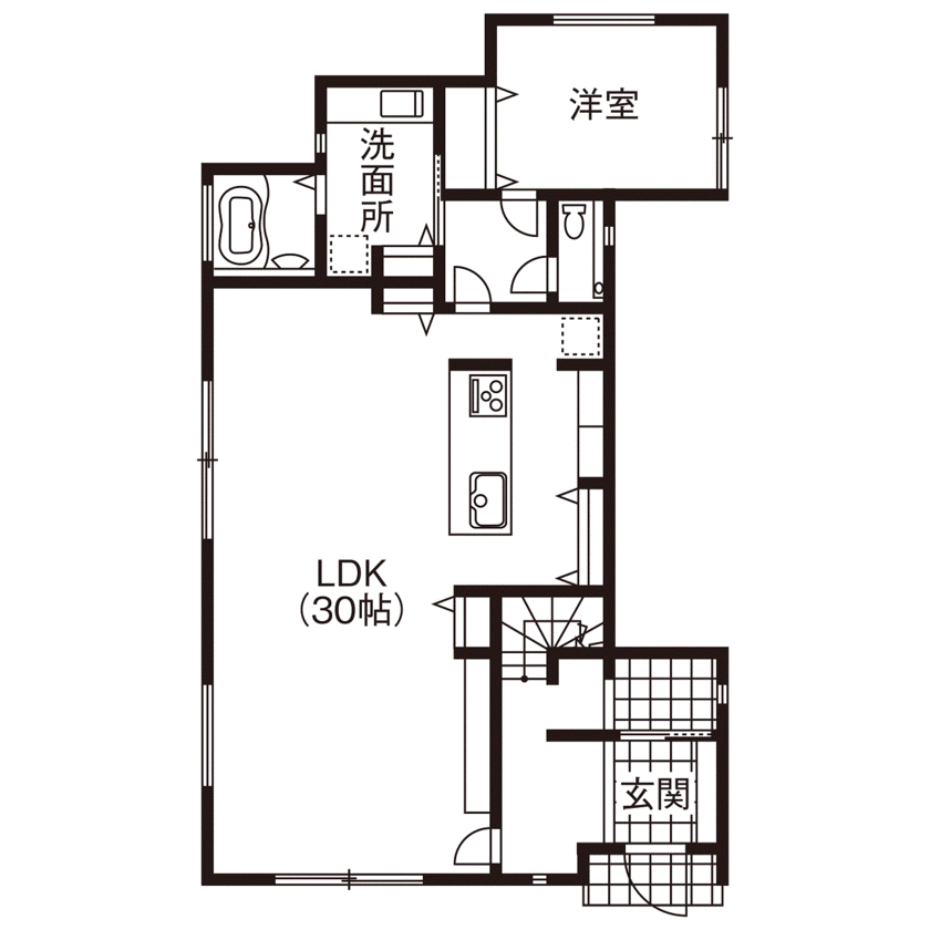泉北ホーム 【2000万円台/間取り図有/55坪】無駄を省いたエレガントで上質な空間。アイランドキッチンで家事ラク仕様の間取り図（6LDK+S）１階