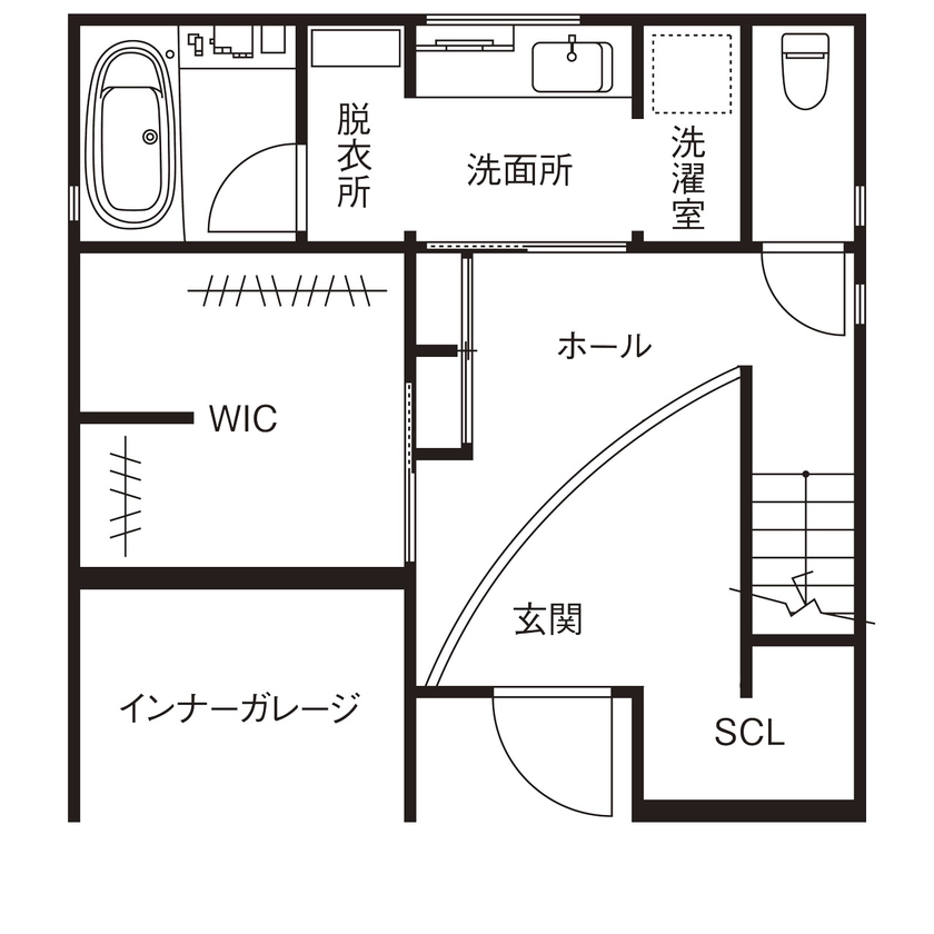 泉北ホーム 【3000万円台/間取り図有/3階建て/36坪】テレワーク空間も実現した、子育て家族の北欧ヴィンテージな家の間取り図（3LDK＋S）１階