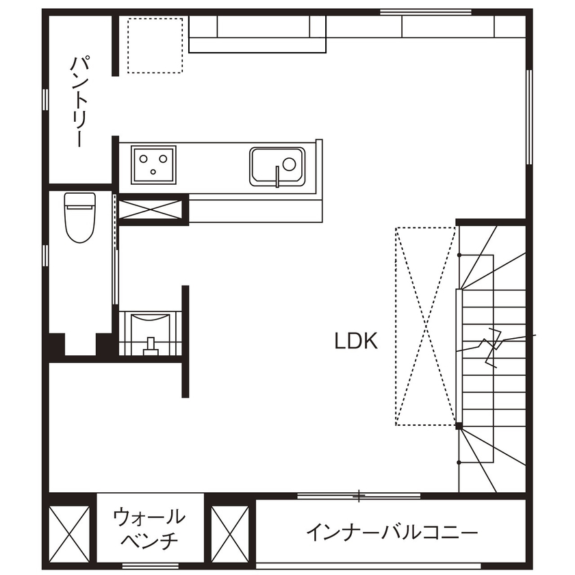 泉北ホーム 【3000万円台/間取り図有/3階建て/36坪】テレワーク空間も実現した、子育て家族の北欧ヴィンテージな家の間取り図（3LDK＋S）２階