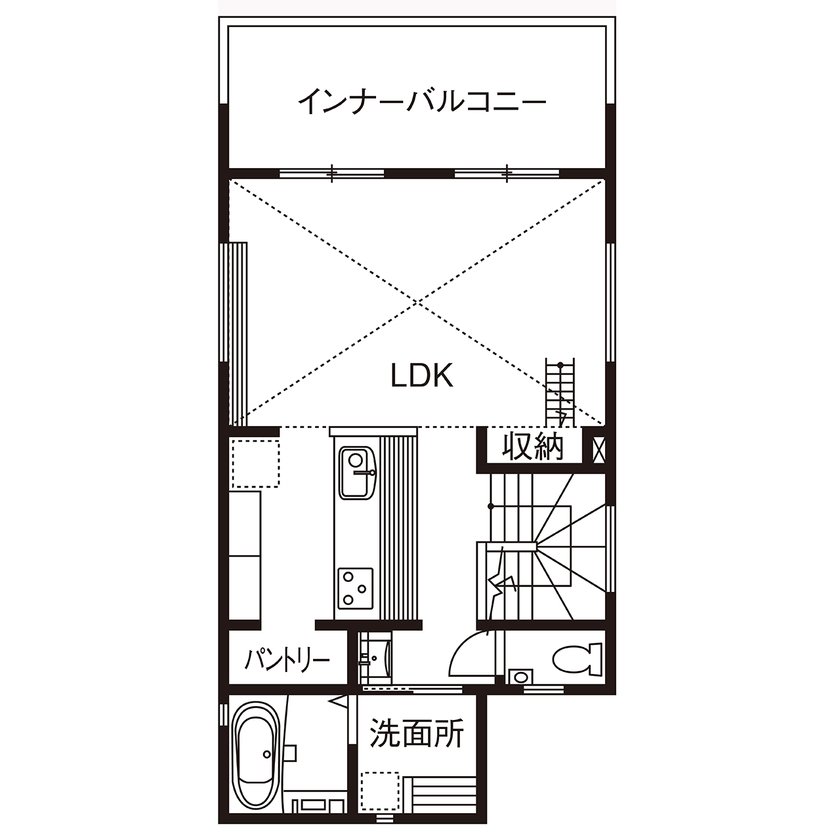 泉北ホーム 【2000万円台/間取り図有/31坪】空間を有効活用した機能的収納。バルコニーからの眺望で癒される2階LDKの家の間取り図（3LDK+ロフト）２階