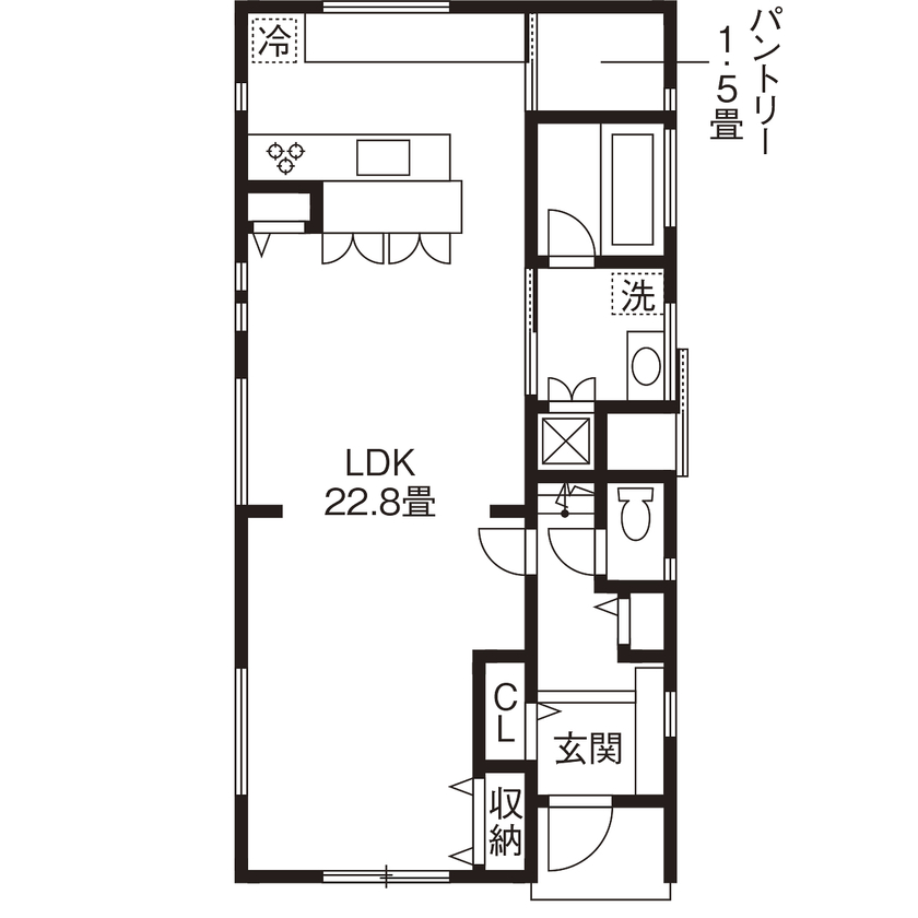NANA HOME（川越） 【川越市／30坪台／間取り有／ルーフバルコニー/インナーテラス】セカンドリビングで自由でおしゃれな家にの間取り図（3LDK）1階