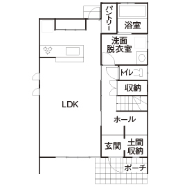 熊澤工務店 【総額2300万円台×34坪｜間取り図有】地盤改良・外構もコミ！予算内で理想の家を叶えてくれ本当に感謝ですの間取り図（3LDK）1階