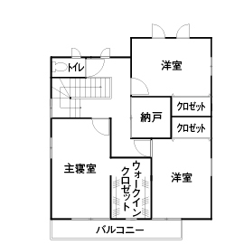 熊澤工務店 【総額2500万円台×35坪｜間取り図有】プロの演奏家が安心して練習できる防音室のある家の間取り図（３LDK＋防音室）2階