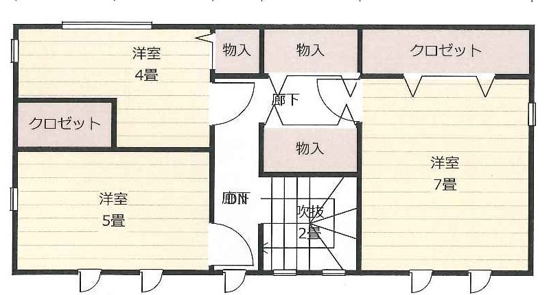 ホーエーホーム（久留米・柳川） 【ガレージ】【ガルバ外壁】【中庭】【趣味の家】ガレージや書斎など、ご家族の要望を叶えた家の間取り図（4LDK）2階