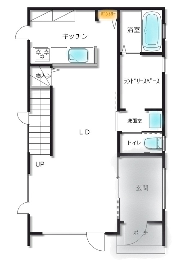 カネトシ工務店 【札幌市/2000万円台/ペットとの暮らし/間取り図有】ヴィンテージ調のインテリアが映える,土間収納のある家の間取り図（3LDK）1階