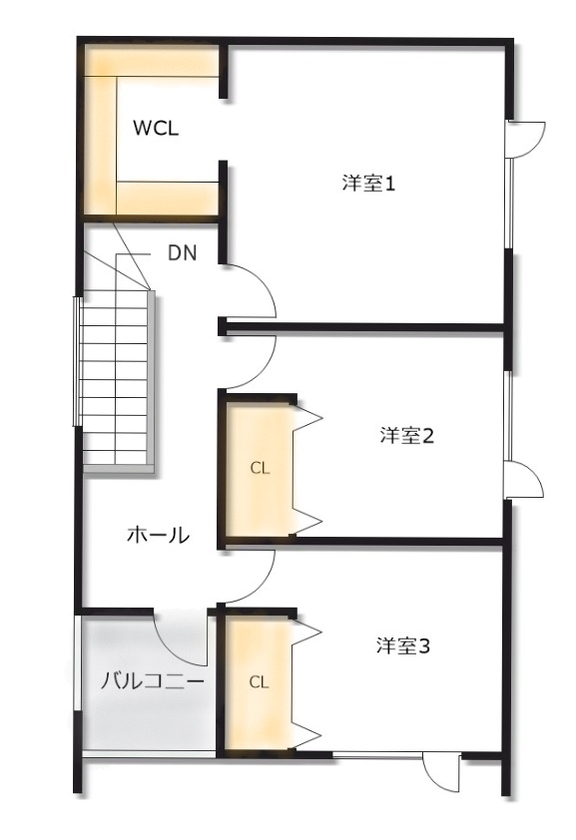 カネトシ工務店 【札幌市/2000万円台/ペットとの暮らし/間取り図有】ヴィンテージ調のインテリアが映える,土間収納のある家の間取り図（3LDK）2階