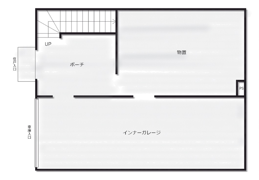 カネトシ工務店 【札幌市/二世帯住宅/家事スペース/収納充実】こだわりを詰め込んだ3階建の二世帯住宅×ビルトインガレージの間取り図（2LDK+1SR+1LDK+2SR）ガレージ