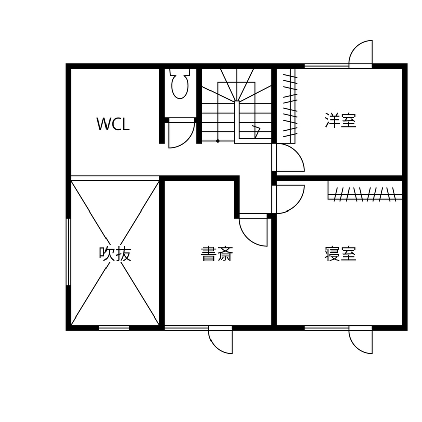 カネトシ工務店 【2097万円/間取図有/ランドリースペース/収納充実】暮らしやすい家事ラク動線。スタイリッシュな吹抜LDの間取り図（3LDK）2階