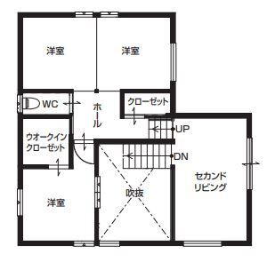 BinO KAGOSHIMA（MBC開発） 【BinO/鹿児島市/スキップフロア/31.5坪】スキップフロアから錦江湾と桜島を望む 自分らしくクラフトする家の間取り図（3LDK）2階