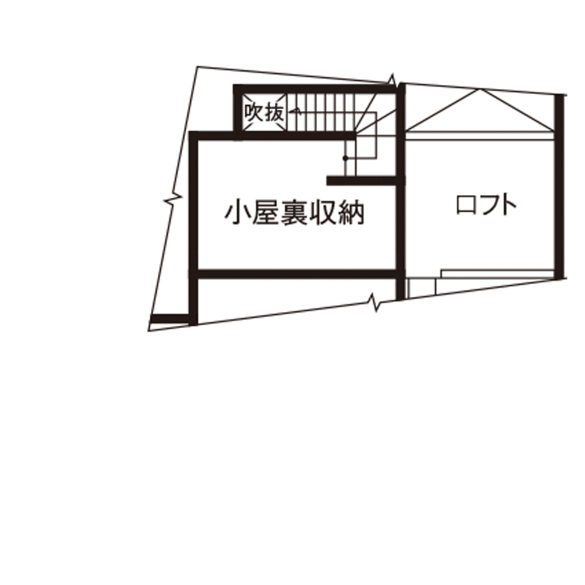 日本ハウスホールディングス 「仕切らない空間設計」が叶えた、家族のつながりを大切にする住まい。書斎付きビルトインガレージも実現の間取り図（2LDK）小屋裏