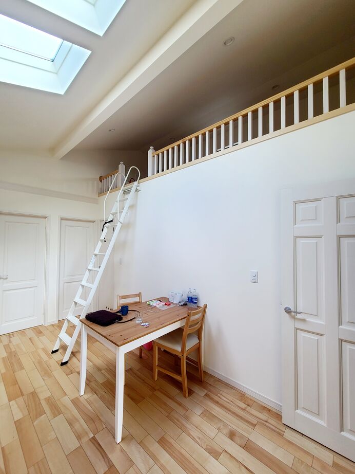 太陽ハウジング 吹き抜けと天窓が生む、光あふれるオープンLDKの家の建築実例画像6