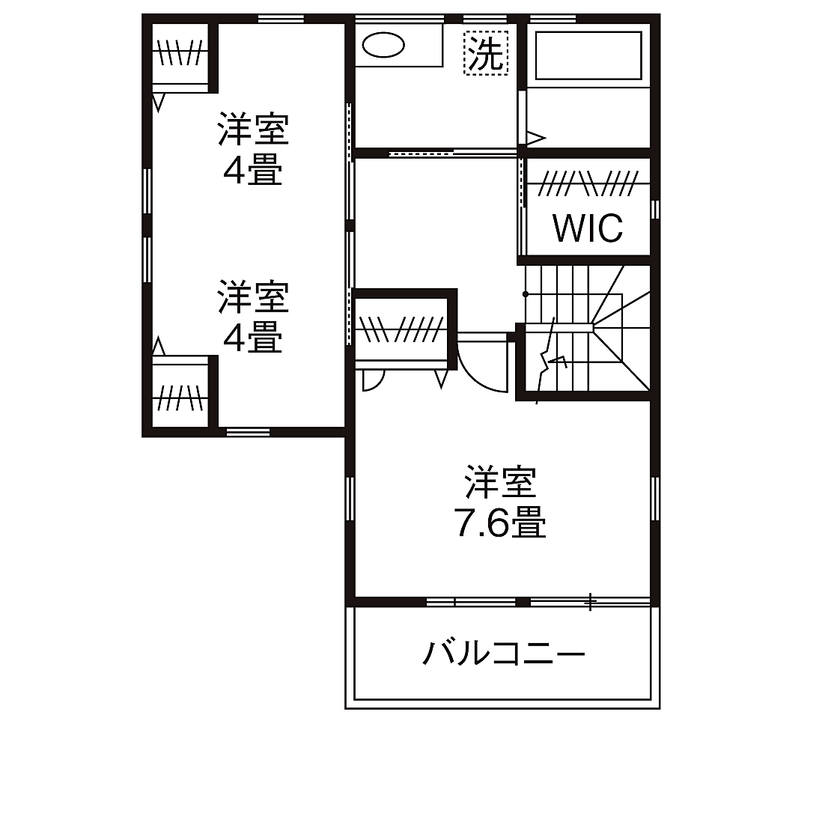 エーセンス建築設計 【1000万円台/30坪/間取り図有】40坪の敷地を有効活用。広びろ暮らすコンパクトな住まいの間取り図（3LDK）２階