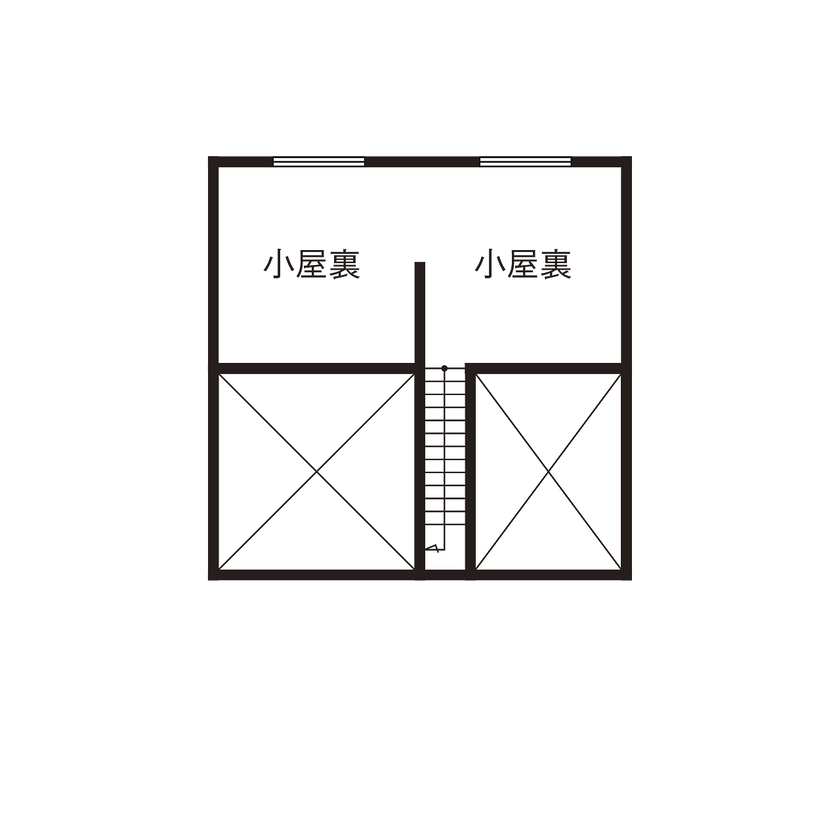 エーセンス建築設計 【平屋/28坪】格子で囲まれた中庭に癒やされる。上質感あふれる和モダンの平屋の間取り図（2LDK＋S）小屋裏