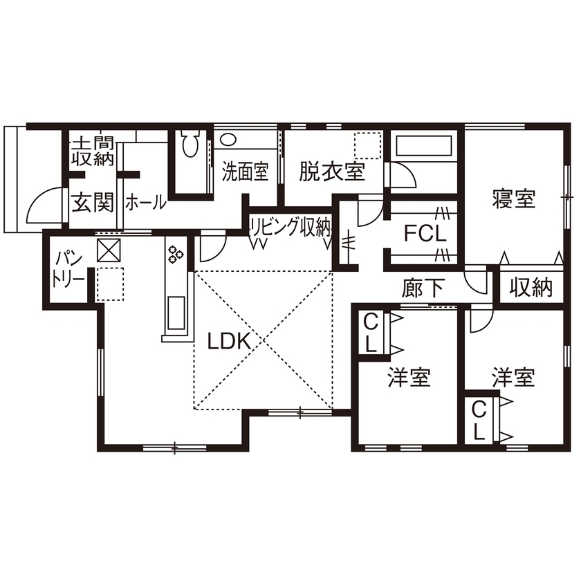 サンクスホーム 【2000万円台×平屋｜間取り図有】「子育てのしやすさ」と「家族のプライバシー」を大切にした住まいの間取り図（3LDK）1階