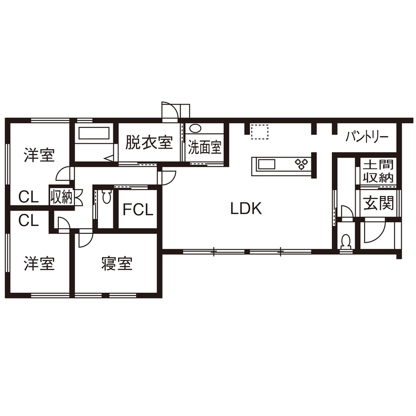サンクスホーム 【2000万円台×平屋｜間取り図有】「いつまでも仲良し家族でいたい」そんな温かい思いが詰まった住まいの間取り図（3LDK）1階