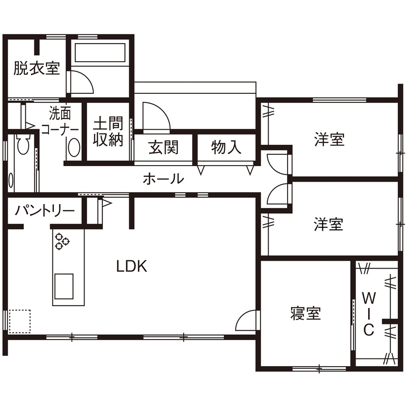 サンクスホーム 【2000万円台×平屋｜間取り図有】住まう人も愛猫たちも快適。家族の程よい距離感を大切にした住まいの間取り図（3LDK）1階
