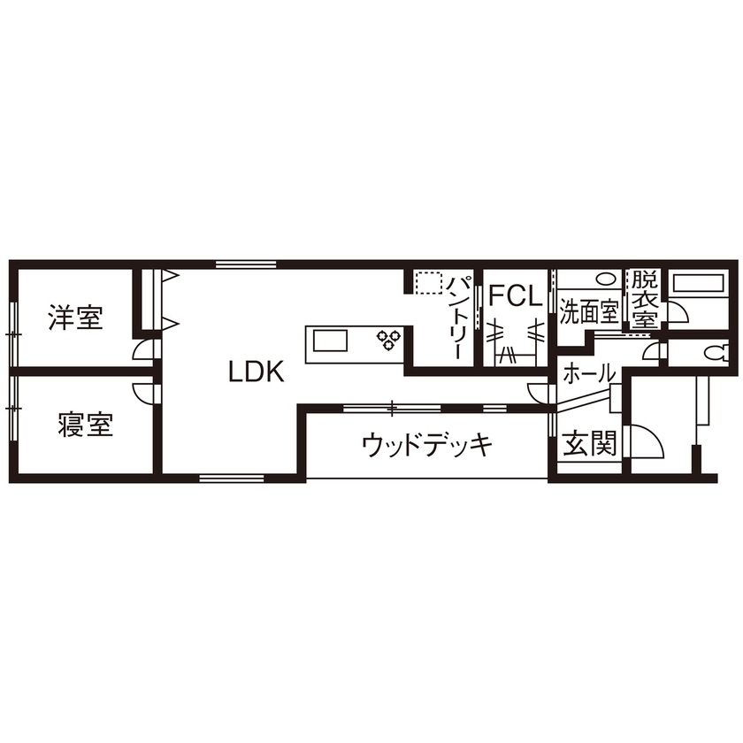 サンクスホーム 【1000万円台×平屋｜間取り図有】動線の工夫で家事を効率化！我が子への想いが詰まったシンプルな住まいの間取り図（2LDK）1階