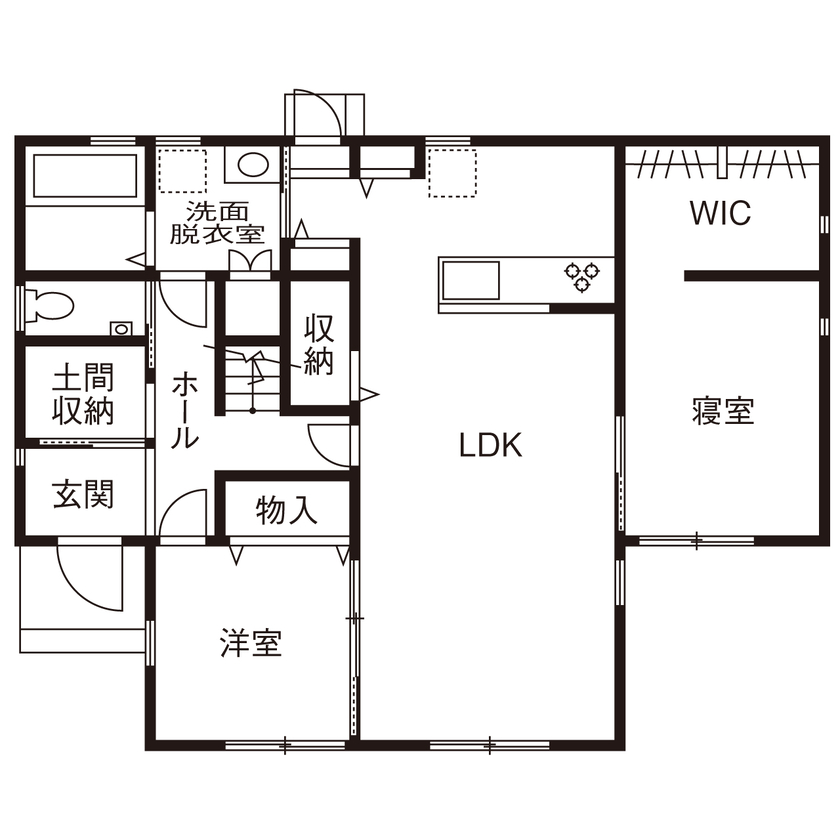 サンクスホーム 【1000万円台×シンプルモダン｜間取り図有】「生活のしやすさ」にフォーカスしたシンプルで効率的な住まいの間取り図（4LDK）1階