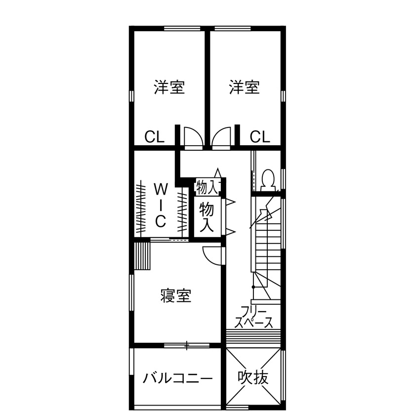 サンクスホーム 【2000万円台×ガレージ｜間取り図有】敷地35坪に遊びゴコロを詰め込んだ、ヴィンテージなガレージハウスの間取り図（3LDK＋ガレージ）2階