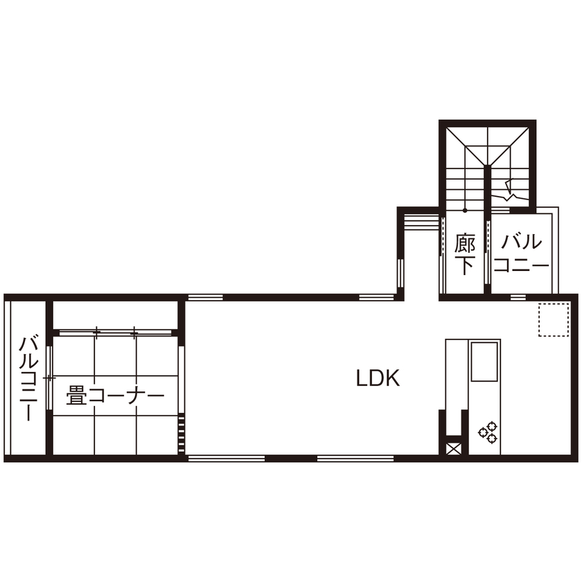 サンクスホーム 【2000万円台×2階リビング｜間取り図有】限られた敷地で広々LDKとたっぷりの収納を叶えた住まいの間取り図（1LDK＋納戸）2階
