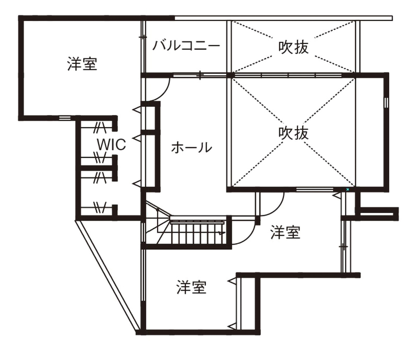 ビー・エル・ビルド　ビルド一級建築士事務所 【4000万円以上/64坪/車2台/ビルトインガレージ/変形地/間取り図】洗練された住空間の開放的な3階建て住宅の間取り図（5K以上）3階
