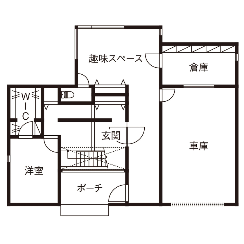 ビー・エル・ビルド　ビルド一級建築士事務所 【3000万円台/62.1坪】人生を愉しむ、光にあふれたモダンなガレージハウスの間取り図（3LDK）1階