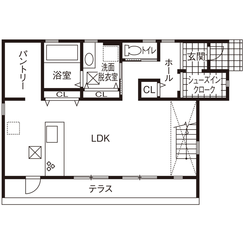 「未来を考える家」カーサ総研 【HEAT20/G2/BELS最高等級★5/長期優良住宅】性能と自然の力を融合したパッシブデザインの家でエコに暮らすの間取り図（4LDK）1階