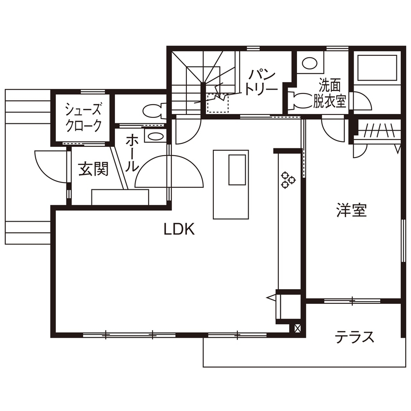 「未来を考える家」カーサ総研 【HEAT20 G2/UA値0.45/C値0.25】「100%イメージ通り！」と大絶賛のホテルライクな二世帯住宅の間取り図（1LDK＋1LDK＋書斎）1階