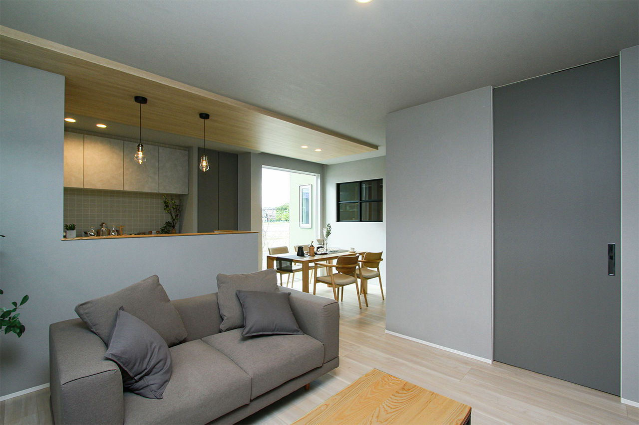 ハーバーハウス 家族の時間を楽しむモスグリーンの塗り壁の家の建築実例画像5