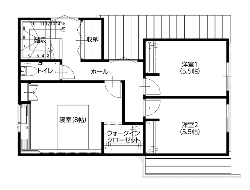 ハーバーハウス 子育て家族に人気の家事ラク×ZEH基準の高断熱住宅の間取り図（3LDK）2階