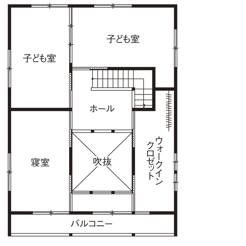 福工房 【2000万円台/2階建て/40坪/3LDK/吹き抜け/モダンな外観/間取り図】広い土間はアウトドア好きにぴったり！の間取り図（3LDK＋土間）2階